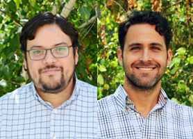 Roberto Canales, profesor del Departamento de Ingeniería Química y Bioprocesos de Ingeniería UC junto a Junior Lorenzo, docente de Educación Profesional